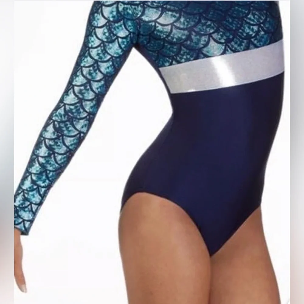 NWT Alegra Girls Long Sleeve Gymnastics Leotard SZ 8-10